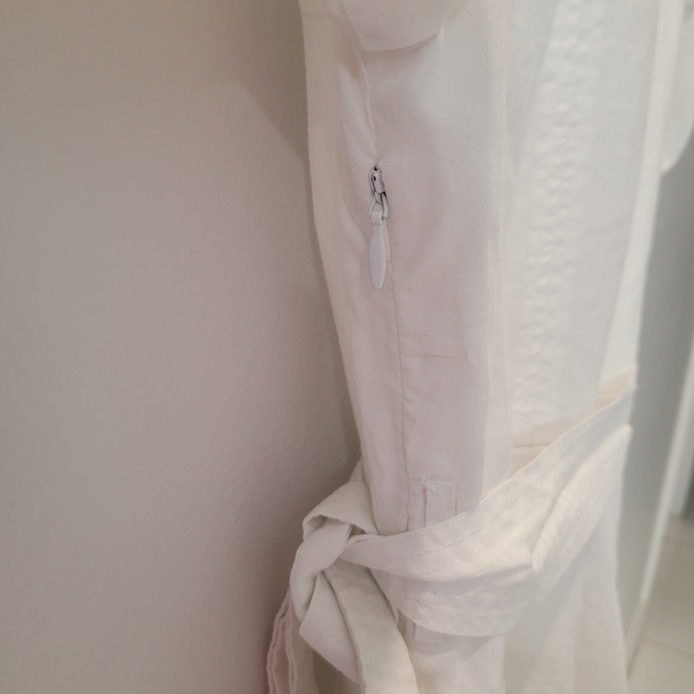 Lino Usa Chic White Midi Shirt Dress 100% Lino Size S - Picture 8 of 12